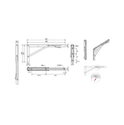 Folding Bracket 300-400mm Satin Nickel 60kg (2-Pack)