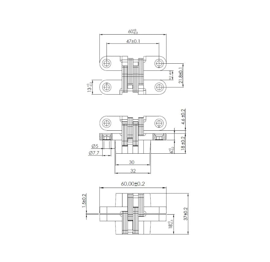 Concealed barrel hinge 45-70mm Satin chrome