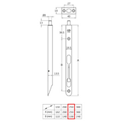 Flush Bolt 250mm Brass-plated