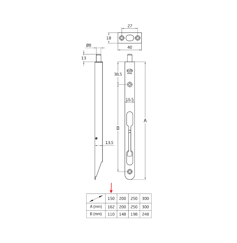 Kantregel 150mm Antikbehandlad