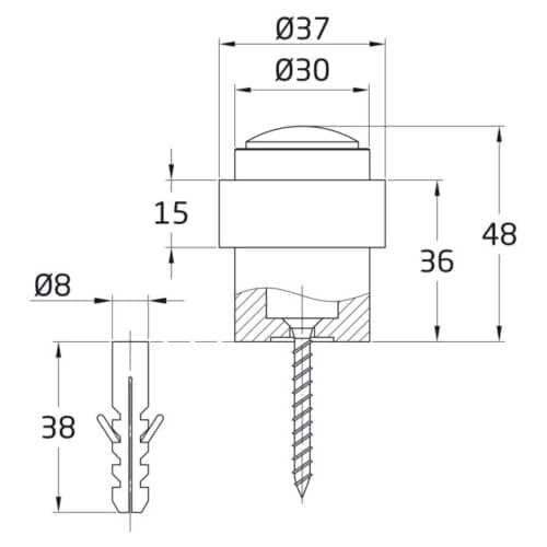 Dörrstopp 48x36mm Svart - Bild 2